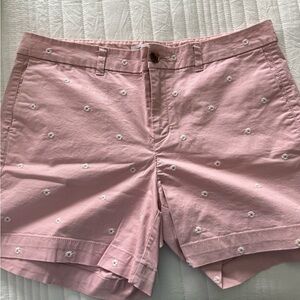 Pink Embroidered Daisy Shorts